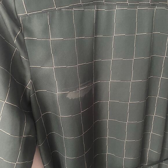 Theory Belted Shirt Dress Maxi in Petrol Multi Graphic Grid Print Small Petite - Picture 8 of 9